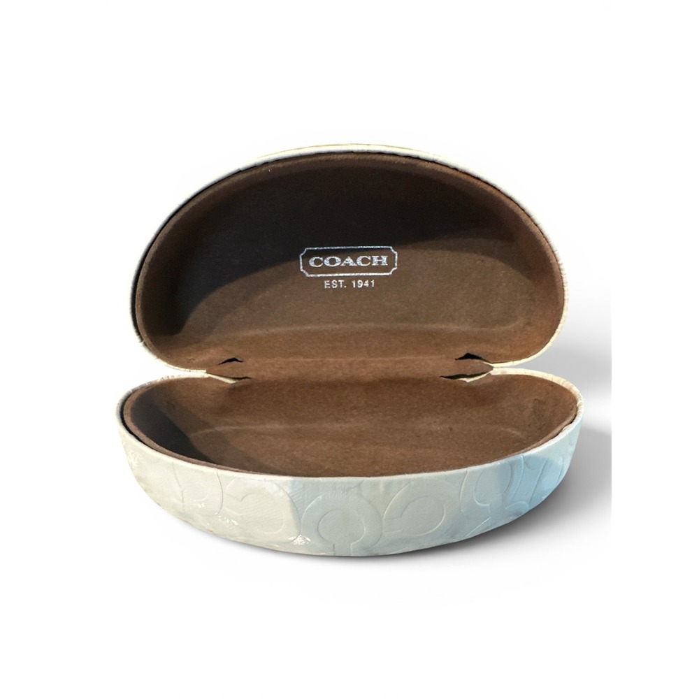 COACH Sunglasses Eyeglasses White Clam Shell Hard Case‎ Embossed